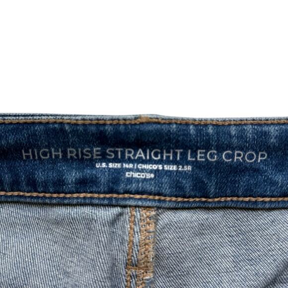 Chico’s High Rise Distressed Straight Leg Crop Jeans Size 14 - Picture 3 of 10